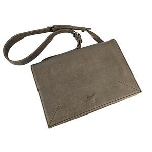 Matt & Nat Stone Gray Vegan Leather Slim Flap Top Shoulder/Crossbody Bag